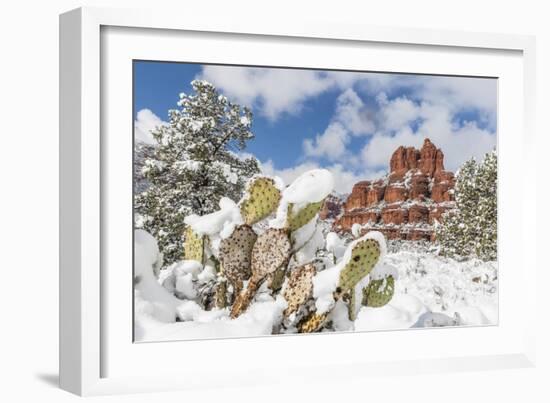 Bell Rock after a snow storm near Sedona, Arizona, United States of America, North America-Michael Nolan-Framed Photographic Print