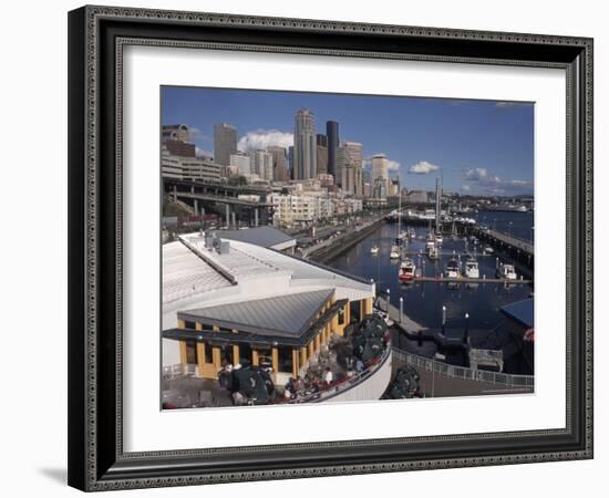 Bell Street Pier and Harbor on Elliott Bay, Seattle, Washington, USA-Connie Ricca-Framed Photographic Print