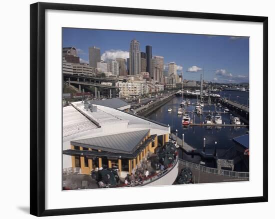 Bell Street Pier and Harbor on Elliott Bay, Seattle, Washington, USA-Connie Ricca-Framed Photographic Print