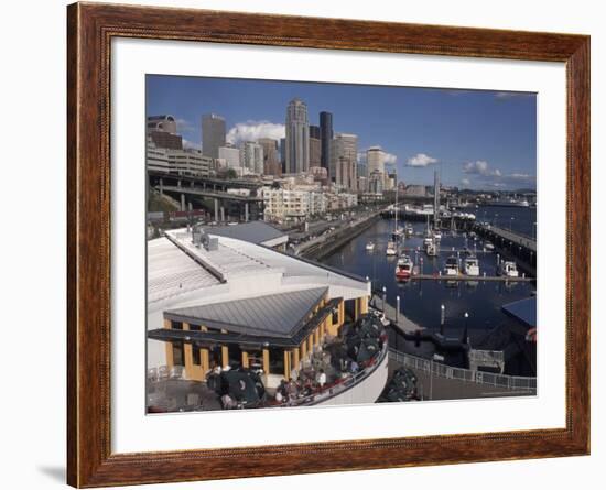 Bell Street Pier and Harbor on Elliott Bay, Seattle, Washington, USA-Connie Ricca-Framed Photographic Print