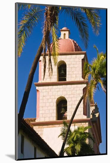 Bell tower and palms at the Santa Barbara Mission, Santa Barbara, California, USA-Russ Bishop-Mounted Photographic Print
