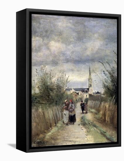 Bell Tower in Argenteuil (Road to the Churc), 1870S-Jean-Baptiste-Camille Corot-Framed Premier Image Canvas
