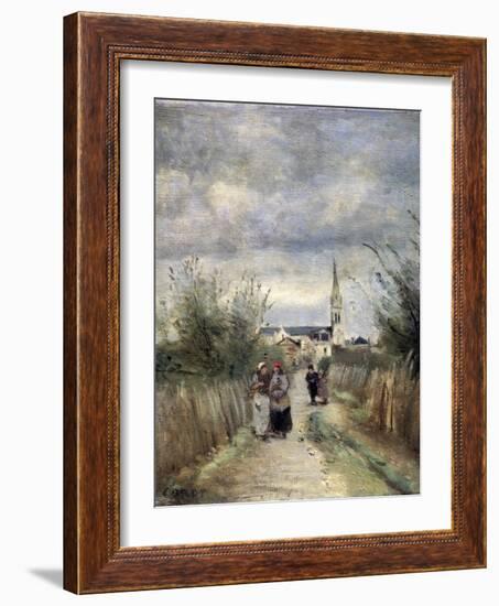 Bell Tower in Argenteuil (Road to the Churc), 1870S-Jean-Baptiste-Camille Corot-Framed Giclee Print