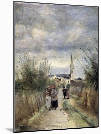 Bell Tower in Argenteuil (Road to the Churc), 1870S-Jean-Baptiste-Camille Corot-Mounted Giclee Print