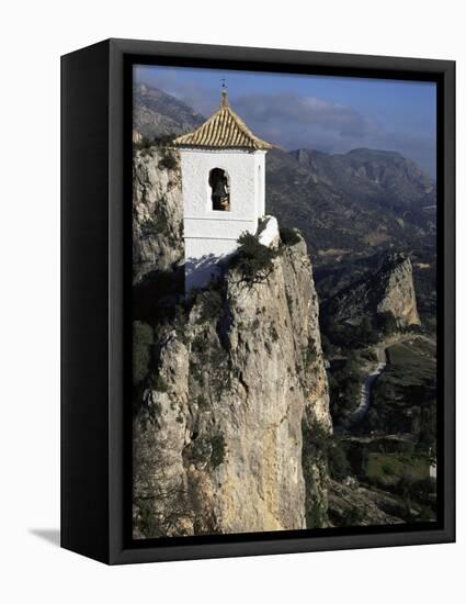 Bell Tower in Village on Steep Limestone Crag, Guadalest, Costa Blanca, Valencia Region, Spain-Tony Waltham-Framed Premier Image Canvas