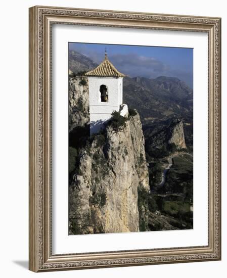 Bell Tower in Village on Steep Limestone Crag, Guadalest, Costa Blanca, Valencia Region, Spain-Tony Waltham-Framed Photographic Print