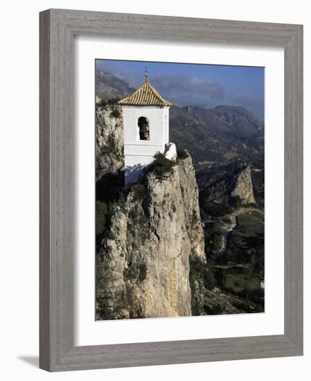 Bell Tower in Village on Steep Limestone Crag, Guadalest, Costa Blanca, Valencia Region, Spain-Tony Waltham-Framed Photographic Print