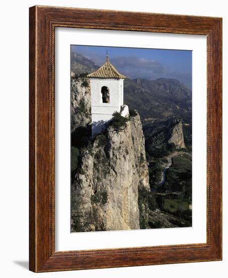 Bell Tower in Village on Steep Limestone Crag, Guadalest, Costa Blanca, Valencia Region, Spain-Tony Waltham-Framed Photographic Print