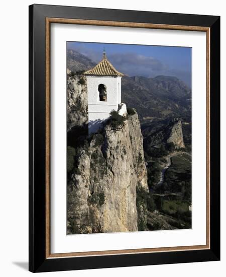 Bell Tower in Village on Steep Limestone Crag, Guadalest, Costa Blanca, Valencia Region, Spain-Tony Waltham-Framed Photographic Print