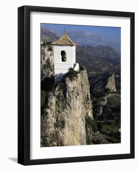 Bell Tower in Village on Steep Limestone Crag, Guadalest, Costa Blanca, Valencia Region, Spain-Tony Waltham-Framed Photographic Print