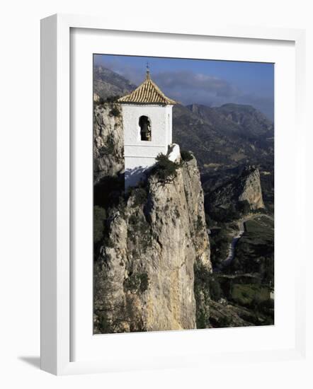 Bell Tower in Village on Steep Limestone Crag, Guadalest, Costa Blanca, Valencia Region, Spain-Tony Waltham-Framed Photographic Print