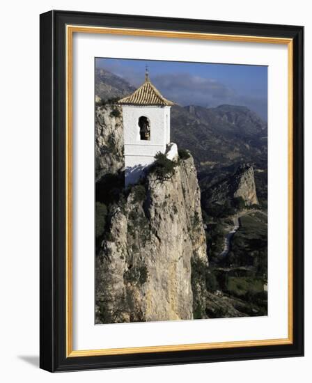 Bell Tower in Village on Steep Limestone Crag, Guadalest, Costa Blanca, Valencia Region, Spain-Tony Waltham-Framed Photographic Print