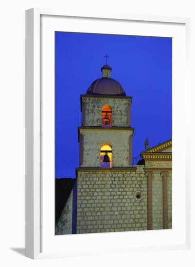 Bell Tower of the Santa Barbara Mission Church-Bruce Burkhardt-Framed Photographic Print