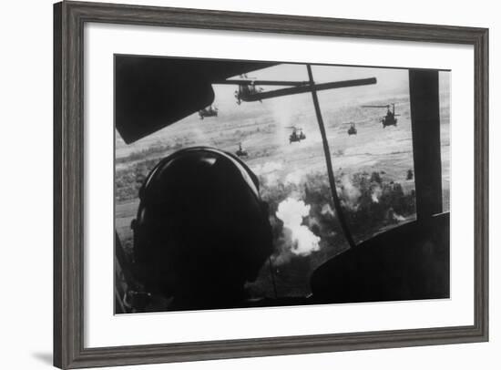 Bell Uh-1 Huey Squadron Firing on Vietcong-Dirck Halstead-Framed Photographic Print