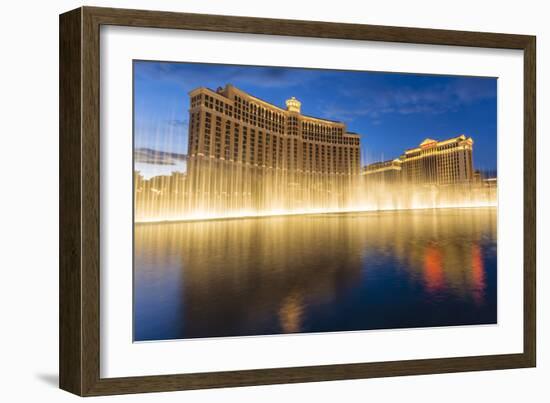 Bellagio and Caesars Palace Reflections at Dusk with Fountains, the Strip, Las Vegas, Nevada, Usa-Eleanor Scriven-Framed Photographic Print