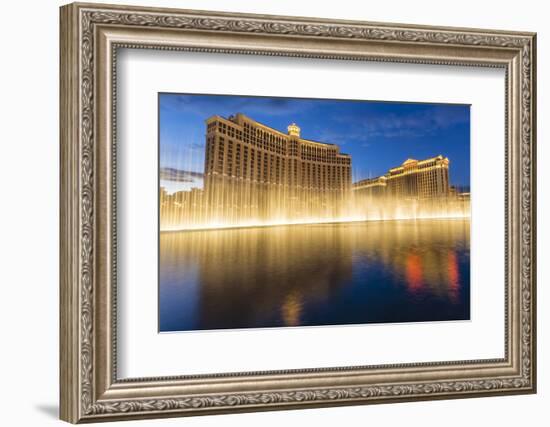 Bellagio and Caesars Palace Reflections at Dusk with Fountains, the Strip, Las Vegas, Nevada, Usa-Eleanor Scriven-Framed Photographic Print