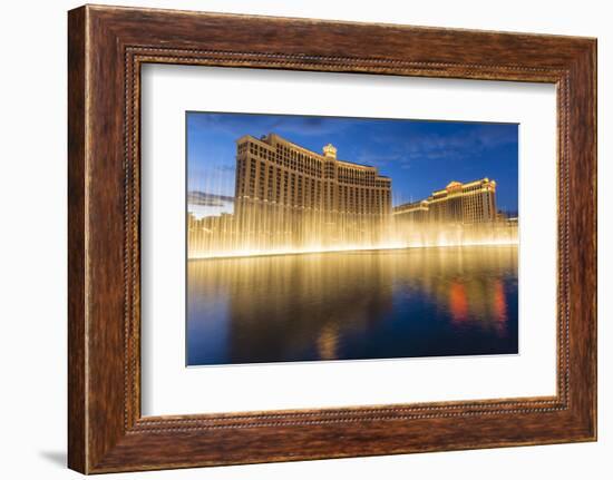 Bellagio and Caesars Palace Reflections at Dusk with Fountains, the Strip, Las Vegas, Nevada, Usa-Eleanor Scriven-Framed Photographic Print