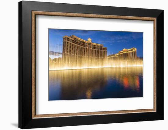 Bellagio and Caesars Palace Reflections at Dusk with Fountains, the Strip, Las Vegas, Nevada, Usa-Eleanor Scriven-Framed Photographic Print