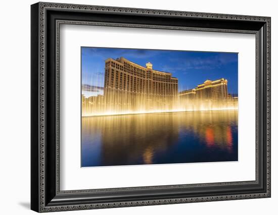 Bellagio and Caesars Palace Reflections at Dusk with Fountains, the Strip, Las Vegas, Nevada, Usa-Eleanor Scriven-Framed Photographic Print