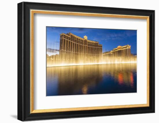 Bellagio and Caesars Palace Reflections at Dusk with Fountains, the Strip, Las Vegas, Nevada, Usa-Eleanor Scriven-Framed Photographic Print