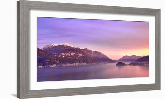 Bellagio and Varenna viewed from Menaggio on the western shore of Lake Como at sunset, Italy-Simon Montgomery-Framed Photographic Print