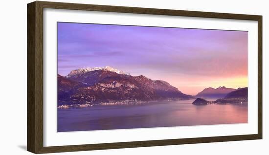 Bellagio and Varenna viewed from Menaggio on the western shore of Lake Como at sunset, Italy-Simon Montgomery-Framed Photographic Print