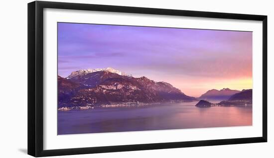 Bellagio and Varenna viewed from Menaggio on the western shore of Lake Como at sunset, Italy-Simon Montgomery-Framed Photographic Print