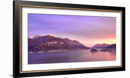 Bellagio and Varenna viewed from Menaggio on the western shore of Lake Como at sunset, Italy-Simon Montgomery-Framed Photographic Print