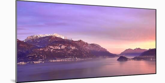 Bellagio and Varenna viewed from Menaggio on the western shore of Lake Como at sunset, Italy-Simon Montgomery-Mounted Photographic Print