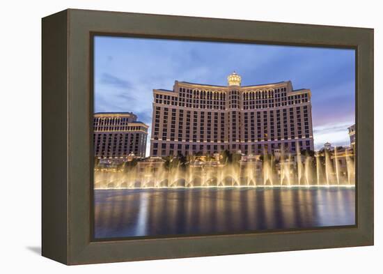 Bellagio at Dusk with Fountains, the Strip, Las Vegas, Nevada, Usa-Eleanor Scriven-Framed Premier Image Canvas