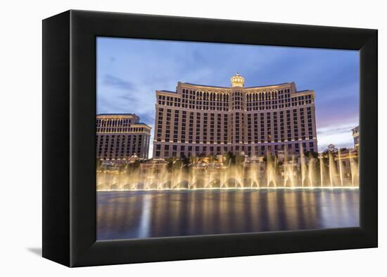 Bellagio at Dusk with Fountains, the Strip, Las Vegas, Nevada, Usa-Eleanor Scriven-Framed Premier Image Canvas