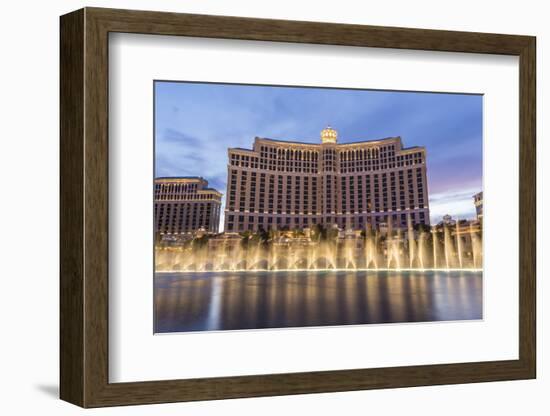 Bellagio at Dusk with Fountains, the Strip, Las Vegas, Nevada, Usa-Eleanor Scriven-Framed Photographic Print