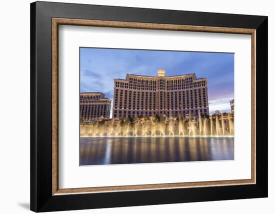 Bellagio at Dusk with Fountains, the Strip, Las Vegas, Nevada, Usa-Eleanor Scriven-Framed Photographic Print