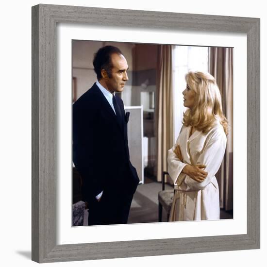 Belle by jour by Luis Bunuel with Michel Piccoli and Catherine Deneuve, 1967 (photo)-null-Framed Photo