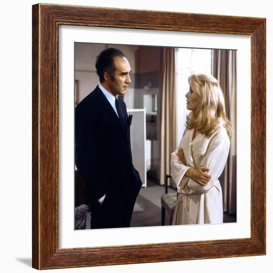 Belle by jour by Luis Bunuel with Michel Piccoli and Catherine Deneuve, 1967 (photo)-null-Framed Photo