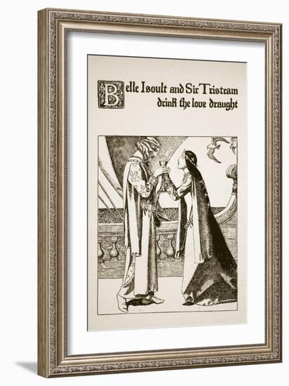 Belle Isoult and Sir Tristram Drink the Love, Illustration 'The Story of Champions of Round Table'-Howard Pyle-Framed Giclee Print