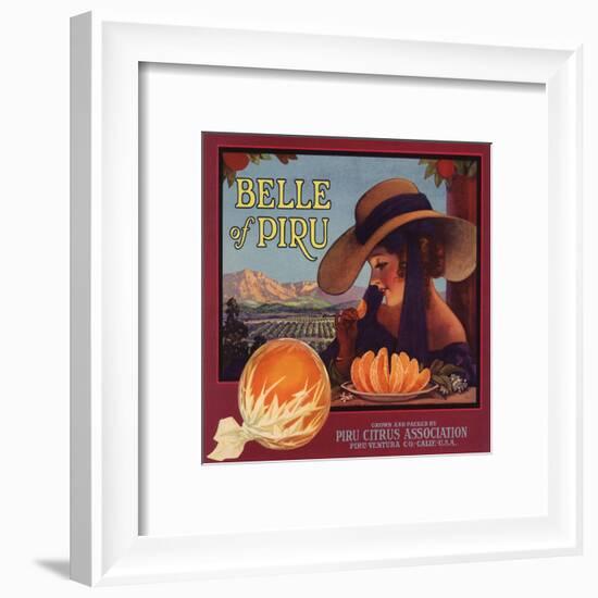 Belle of Piru Brand - Piru, California - Citrus Crate Label-Lantern Press-Framed Art Print