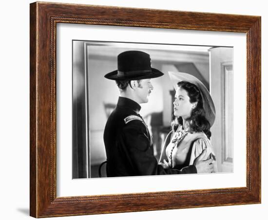 BELLE STARR, 1941 directed by IRVING CUMMINGS Dana Andrews and Gene Tierney (b/w photo)-null-Framed Photo