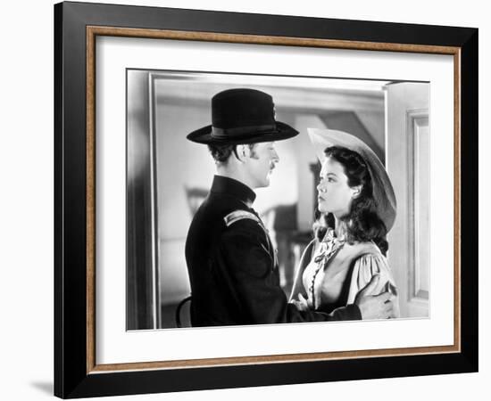 BELLE STARR, 1941 directed by IRVING CUMMINGS Dana Andrews and Gene Tierney (b/w photo)-null-Framed Photo