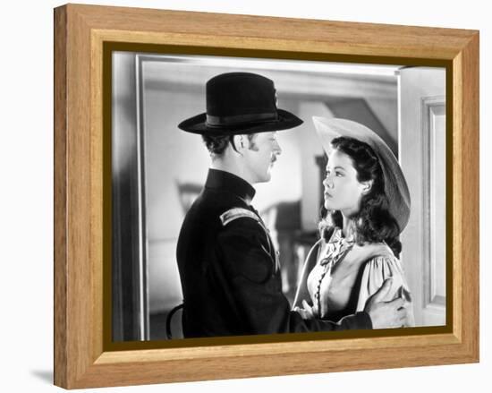 BELLE STARR, 1941 directed by IRVING CUMMINGS Dana Andrews and Gene Tierney (b/w photo)-null-Framed Stretched Canvas