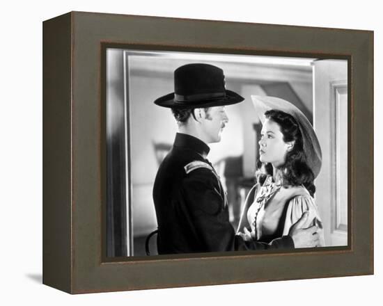 BELLE STARR, 1941 directed by IRVING CUMMINGS Dana Andrews and Gene Tierney (b/w photo)-null-Framed Stretched Canvas