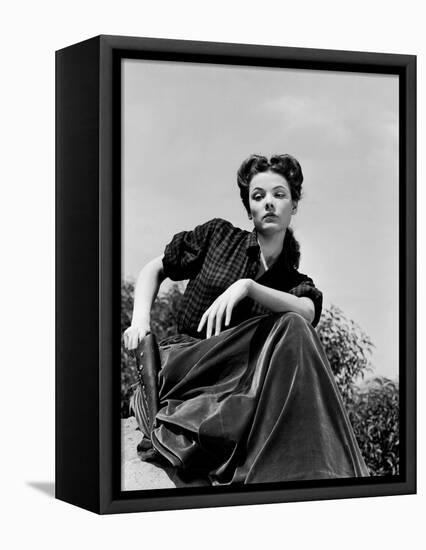 BELLE STARR, 1941 directed by IRVING CUMMINGS Gene Tierney (b/w photo)-null-Framed Stretched Canvas