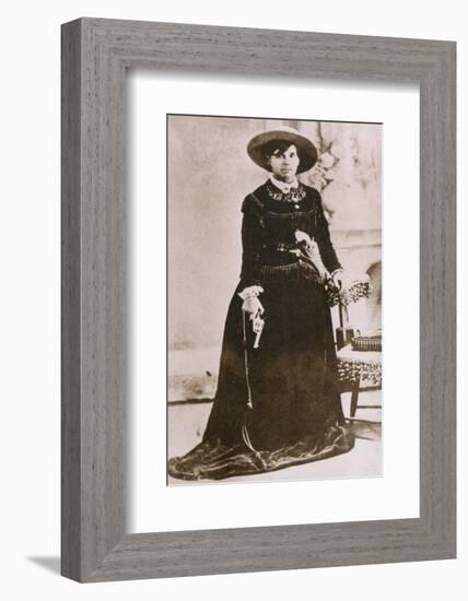 Belle Starr, Female Western Outlaw, Holding a Revolver, Ca. 1880-null-Framed Photo