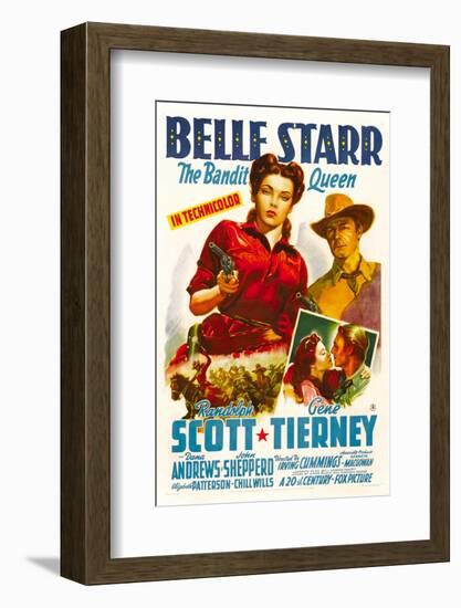 Belle Starr, Gene Tierney, Randolph Scott, 1941-null-Framed Photo