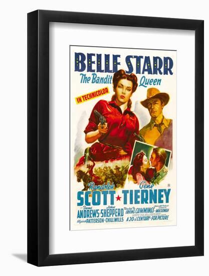 Belle Starr, Gene Tierney, Randolph Scott, 1941-null-Framed Photo