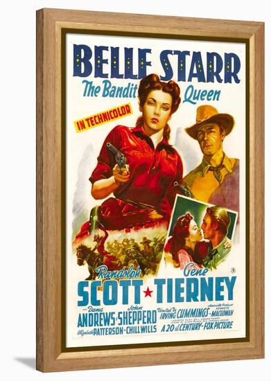 Belle Starr, Gene Tierney, Randolph Scott, 1941-null-Framed Stretched Canvas