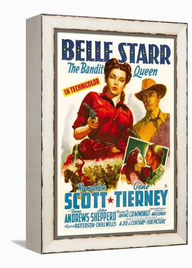 Belle Starr, Gene Tierney, Randolph Scott, 1941-null-Framed Stretched Canvas