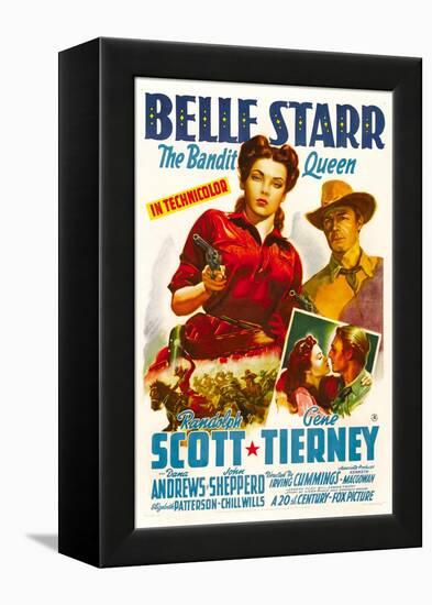 Belle Starr, Gene Tierney, Randolph Scott, 1941-null-Framed Stretched Canvas