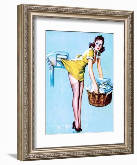 Belle Wringer Pin-Up 1941-Gil Elvgren-Framed Art Print