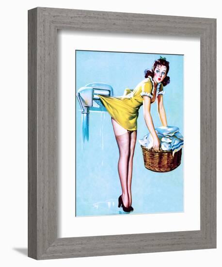 Belle Wringer Pin-Up 1941-Gil Elvgren-Framed Art Print